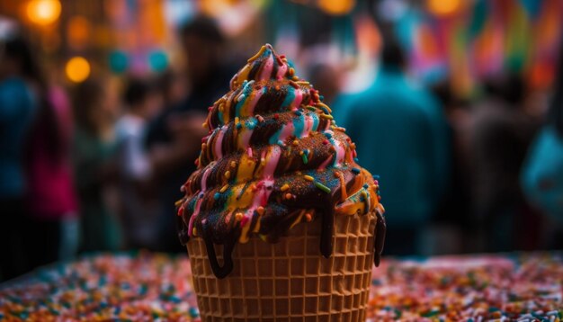 Colorful dessert table brings joy to celebration event generated by AI