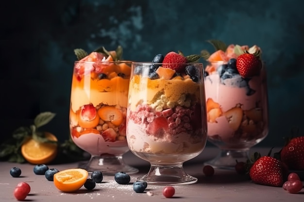 A colorful dessert with fruit in it