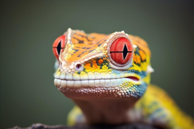 Photo colorful dewlap display of a madagascar gecko