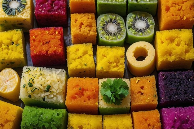 Photo colorful dhokla assortment