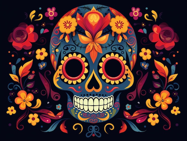 Colorful Dia de los muertos celebration mexican holiday Day of Dead skull ornaments