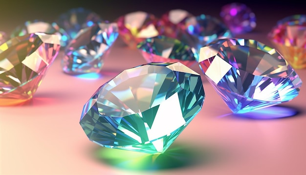 A colorful diamond is on a table.