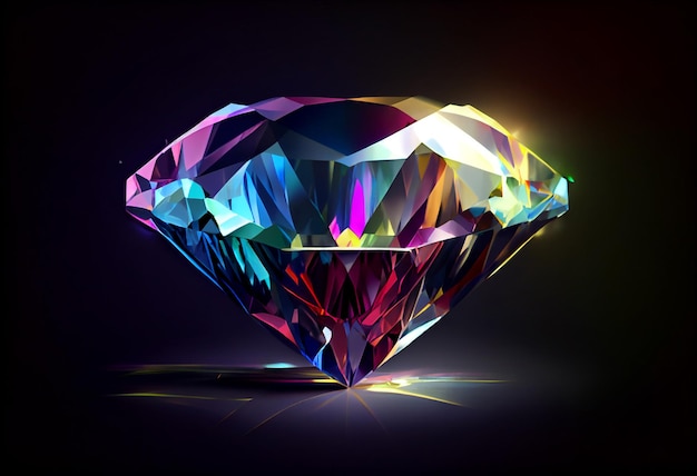 Colorful of diamond isolated on dark background Generate Ai