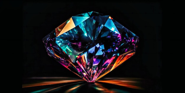 Photo a colorful diamond that is floating on a black background