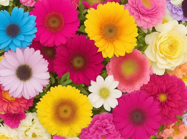 Colorful different flowers background