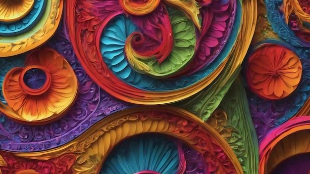 Colorful digital art of abstract ornament shapes