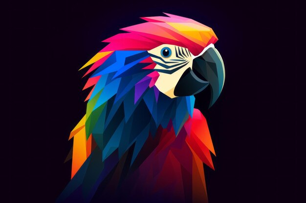 Colorful Digital Art Parrot on a Black Background