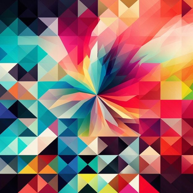 A colorful digital art of a triangle with a pattern of triangles.