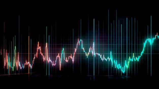 株式取引市場のカラフルなデジタルグラフチャート ジェネレーティブAIイラストレーター