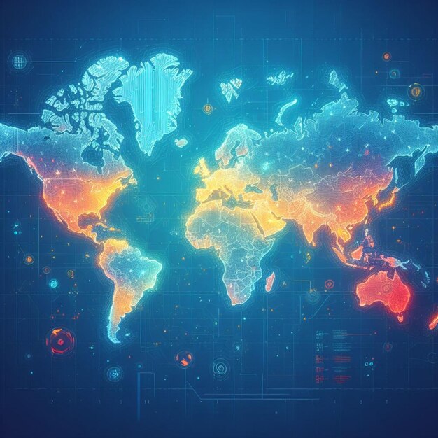 Colorful Digital World Map