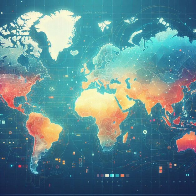 Colorful Digital World Map