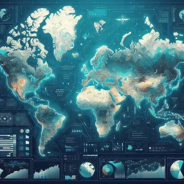 Colorful Digital World Map