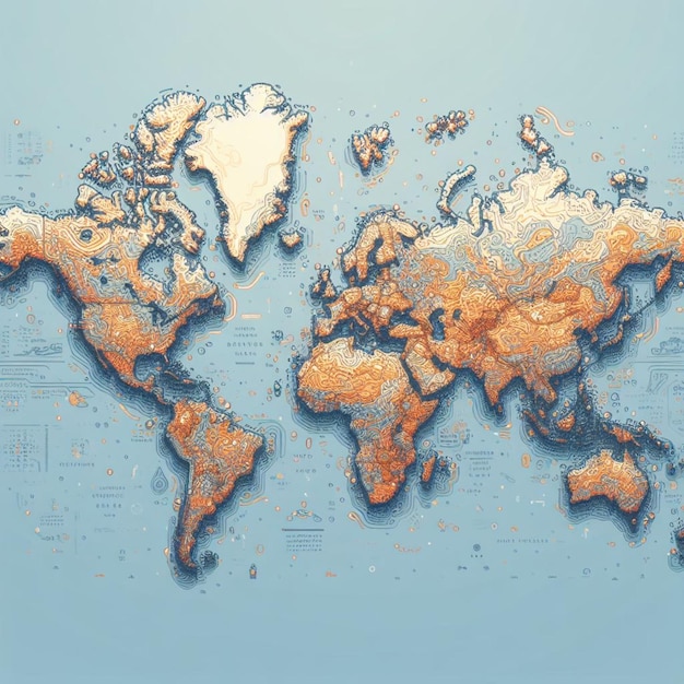 カラフルなデジタル世界地図