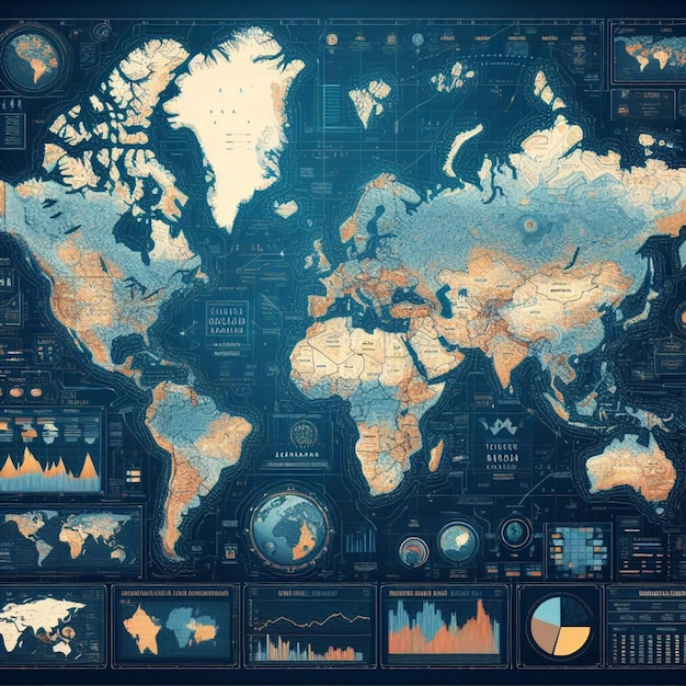 Colorful Digital World Map