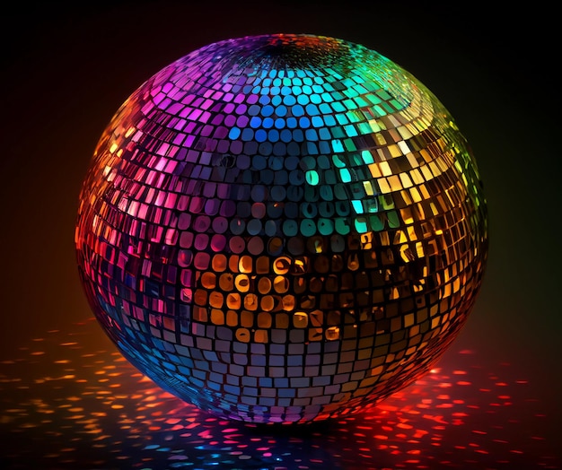 Colorful disco ball at the disco decoration in the dance club