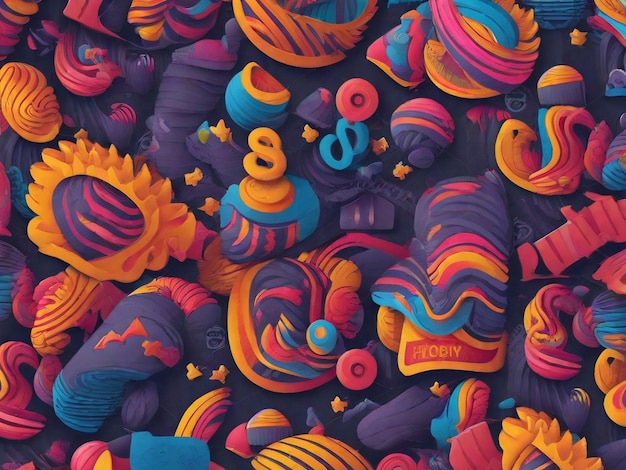 A colorful display of 3d shapes fluidity backgrounds