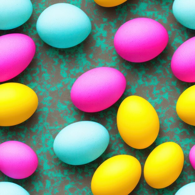 A colorful display of colorful eggs with the word easter on the bottom.