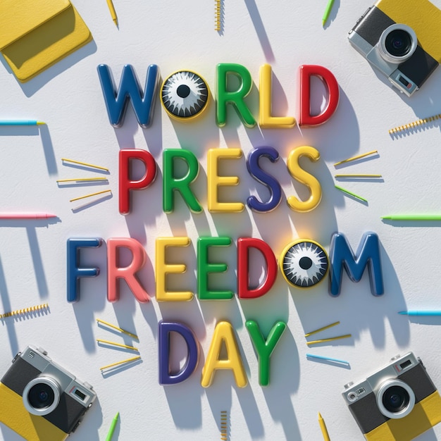 Photo a colorful display of colorful letters that say world freedom day