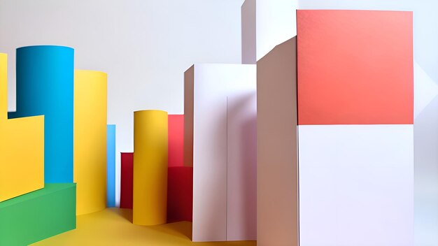 A colorful display of cubes and a red box paper