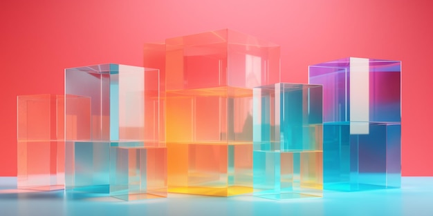 A colorful display of cubes with the word'cube'on the bottom.