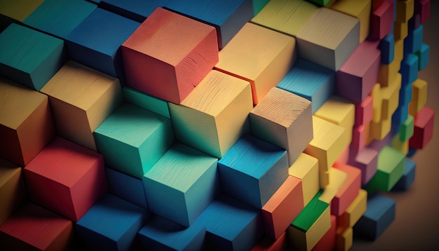 A colorful display of cubes