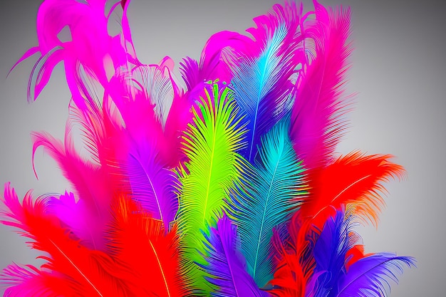 Красочное изображение перьев со словом «любовь» внизу.