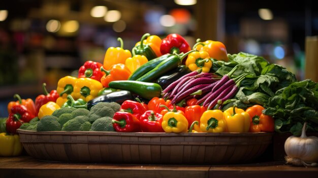 Colorful display of fresh produce at the local market