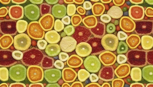 Foto un'esposizione colorata di frutta è realizzata dall'azienda.