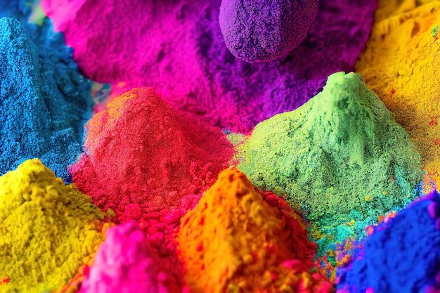 A colorful display of holi powder is shown in this image.