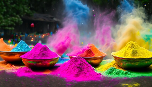 A colorful display of holi powder