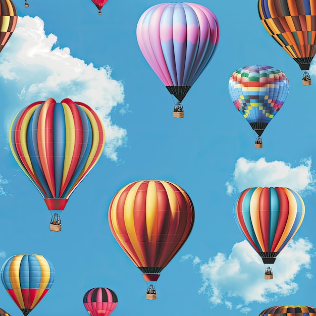 Photo a colorful display of hot air balloons with the words hot air balloons on it