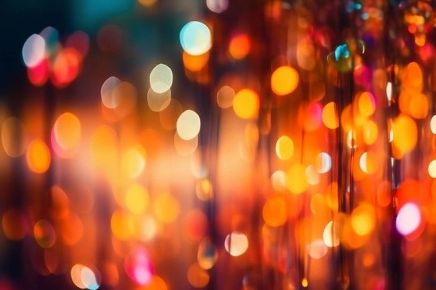 A colorful display of lights with a blurry background