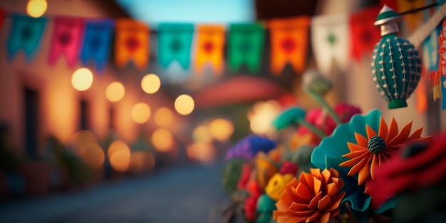 A colorful display of mexican crafts and decorations