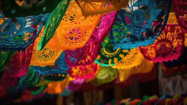 A colorful display of mexican crafts