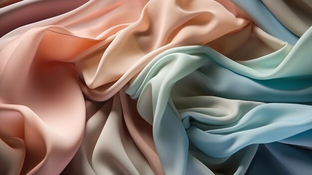 A colorful display of pink and blue fabric.