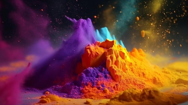 Foto un display colorato di polveri e polvere.