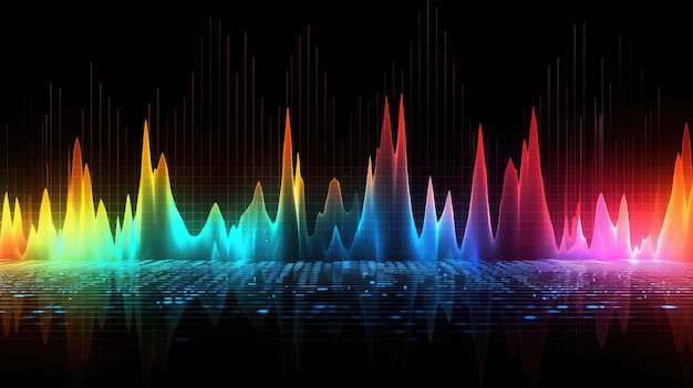 A colorful display of a sound wave background for audio mp3 music