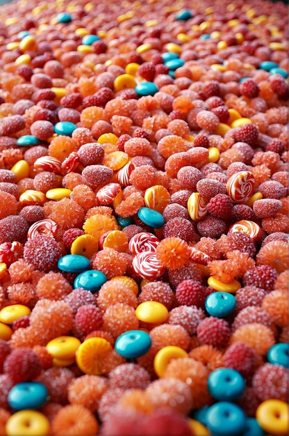 A colorful display of various candies