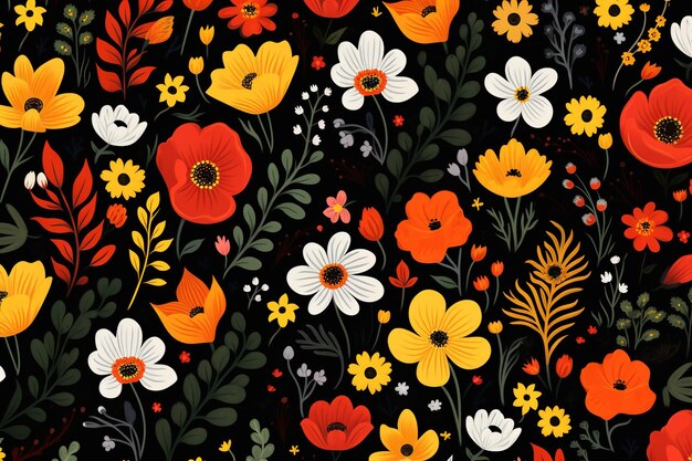 Colorful ditsy floral print background