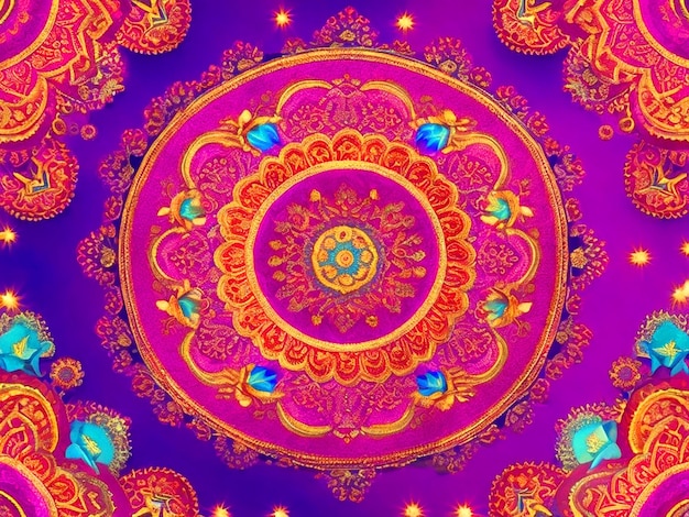 Photo colorful diwali background with intricate patterns and designs reminiscent of traditional indian a