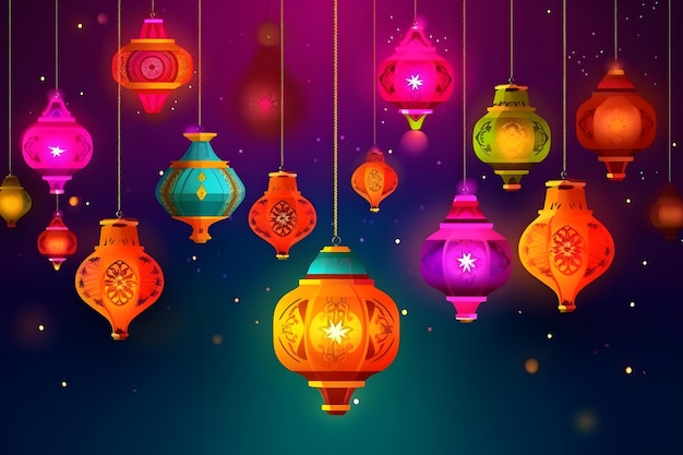 colorful diwali hanging lanterns Neural network generated in May 2023 Not based on any actual scene or pattern