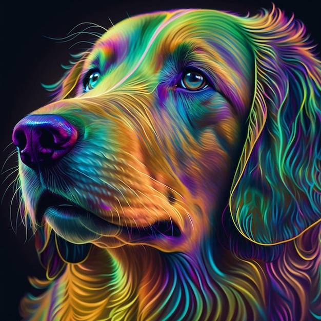 カラフルな犬の頭 vecteezy 図面ベクトル動物イラスト画像 AI 生成アート