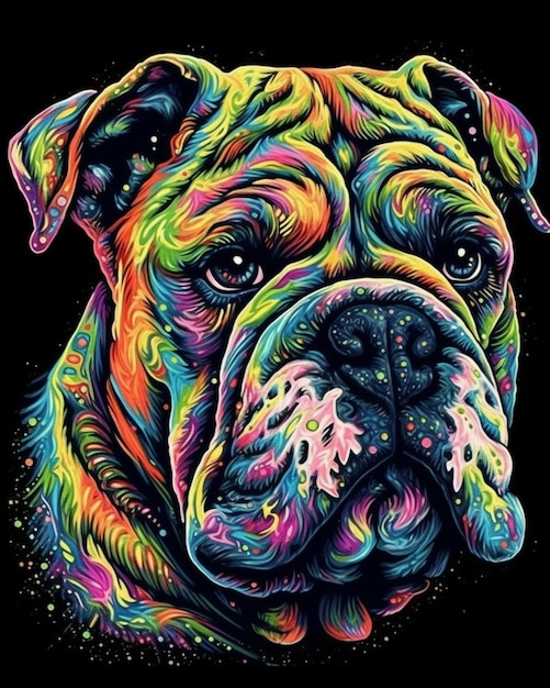 A colorful dog with a black background