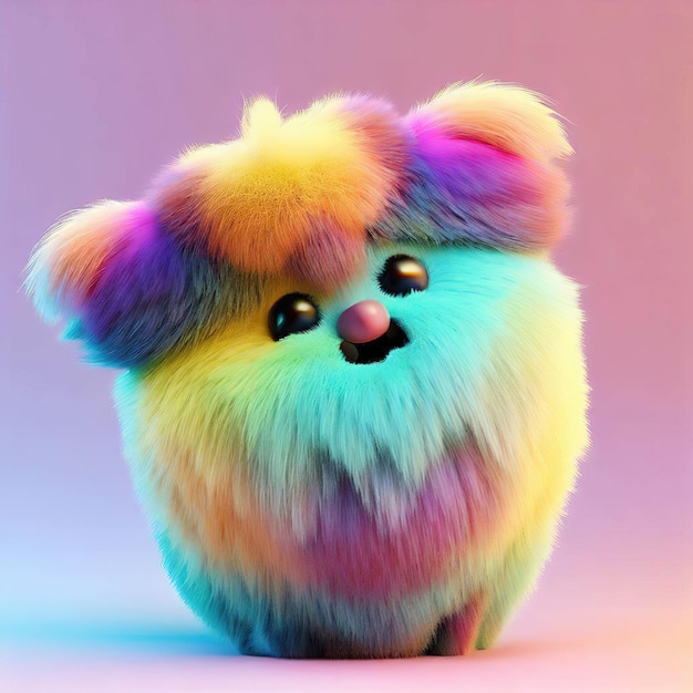 A colorful dog with a black nose and a pink nose.