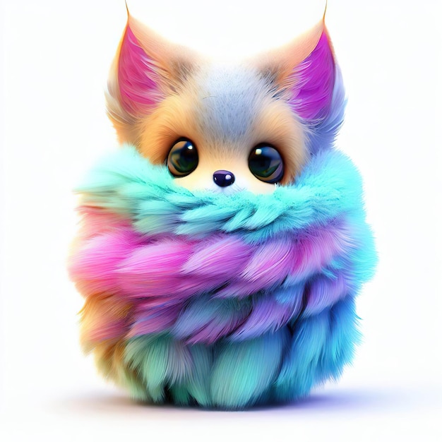 A colorful dog with a fluffy tail and a long tail.