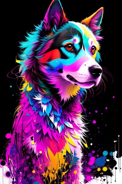 A colorful dog with the name alaskan.