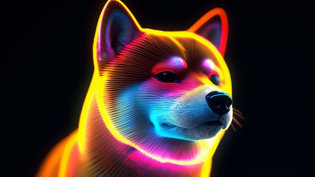 Foto un cane colorato con colori al neon