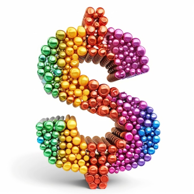 Colorful Dollar Sign on White Background