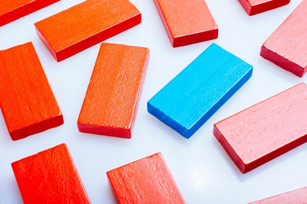 Colorful domino blocks on white background
