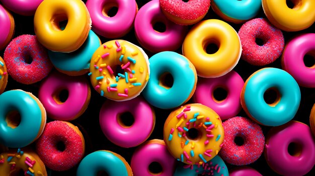 Photo colorful donuts background